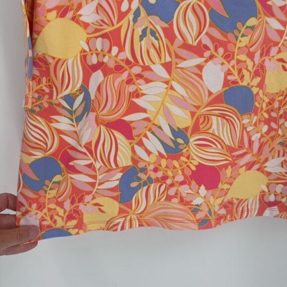 Talbots Tee 3/4‎ Sleeve Boat Neck Shirt Knit Stretch Floral Orange Size 2X - Picture 5 of 9